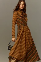 Ronny Kobo Noven Long-Sleeve Mock-Neck Silk Mesh Maxi Dress