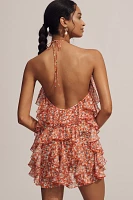 Ronny Kobo Gabriella Halter Ruffled Mini Dress