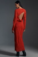 SOVERE Ember Long-Sleeve Open-Back Slim Maxi Dress