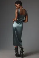 Maeve Square-Neck Satin Stretch Midi Dress