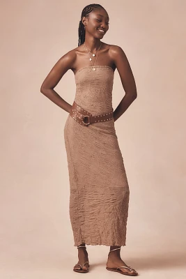 By Anthropologie Strapless Textured Knit Slip Midi Dress