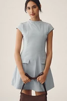 Maeve Cap-Sleeve Mock-Neck Mini Dress