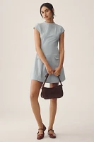 Maeve Cap-Sleeve Mock-Neck Mini Dress