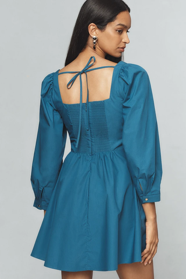 By Anthropologie Long-Sleeve Square-Neck Poplin Mini Dress at MarketFair  Shoppes in Princeton, NJ