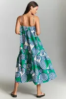 RHODE Straight-Neck Printed Midi Dress