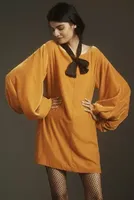 RHODE Balloon-Sleeve Velvet Mini Dress