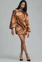 RHODE Luke Long-Sleeve Mock-Neck Wrap Mini Dress