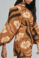 RHODE Luke Long-Sleeve Mock-Neck Wrap Mini Dress