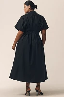 The Tobie Button-Front Pleated Shirt Dress by Exquise