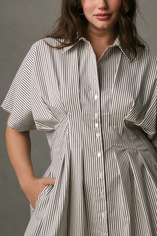 Exquise The Tobie Button-Front Pleated Shirt Dress by Exquise | Hawthorn  Mall