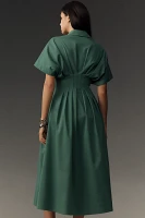 The Tobie Button-Front Pleated Shirt Dress by Exquise