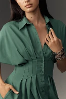 The Tobie Button-Front Pleated Shirt Dress by Exquise