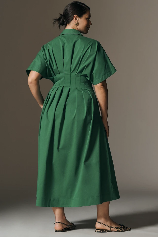 Exquise The Tobie Button-Front Pleated Shirt Dress by Exquise | The Summit