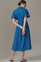 The Tobie Button-Front Pleated Shirt Dress by Exquise