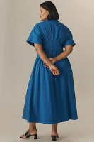 The Tobie Button-Front Pleated Shirt Dress by Exquise