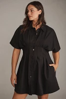 The Tobie Button-Front Pleated Shirt Dress by Exquise: Mini Edition