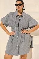 The Tobie Button-Front Pleated Shirt Dress by Exquise: Mini Edition