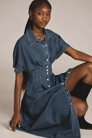 The Tobie Button-Front Pleated Shirt Dress by Exquise: Denim Edition