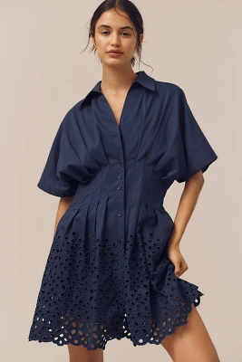 The Tobie Button-Front Pleated Shirt Dress by Exquise: Mini Edition