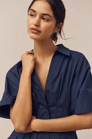 The Tobie Button-Front Pleated Shirt Dress by Exquise: Mini Edition