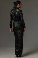 Dress The Population Connie Long-Sleeve Sequin Maxi Shirt
