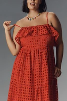 Eloquii Plus Sleeveless Ruffled Tiered Eyelet Midi Dress