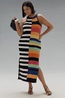 Eloquii Plus Sleeveless Mixed Stripe Ribbed Midi Dress