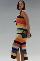 Eloquii Plus Sleeveless Mixed Stripe Ribbed Midi Dress