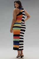 Eloquii Plus Sleeveless Mixed Stripe Ribbed Midi Dress