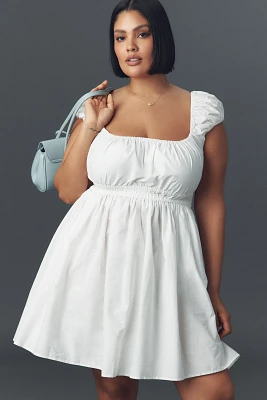 Eloquii Short-Sleeve Square-Neck Poplin Mini Dress