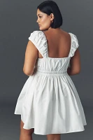 Eloquii Short-Sleeve Square-Neck Poplin Mini Dress