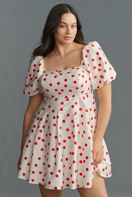 Eloquii Plus Puff-Sleeve Printed Mini Dress