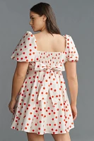 Eloquii Plus Puff-Sleeve Printed Mini Dress