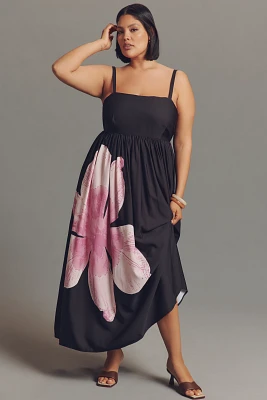 Eloquii Plus Sleeveless Floral Satin Maxi Dress