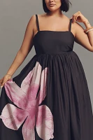 Eloquii Plus Sleeveless Floral Satin Maxi Dress