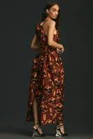 Mehtap Elaidi Asymmetrical Ruffled Jacquard Dress