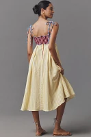 CeliaB Lola Linen Blend Tie-Strap Babydoll Midi Dress