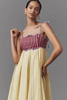 CeliaB Lola Linen Blend Tie-Strap Babydoll Midi Dress