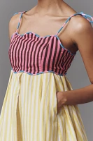 CeliaB Lola Linen Blend Tie-Strap Babydoll Midi Dress