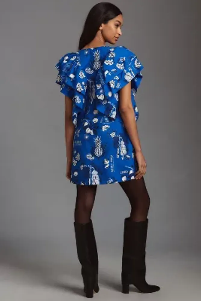 Farm Rio Flutter-Sleeve Babydoll Mini Dress