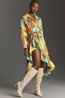 Farm Rio Long-Sleeve Floral Midi Dress