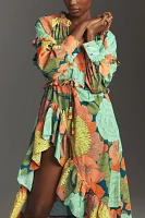 Farm Rio Long-Sleeve Floral Midi Dress