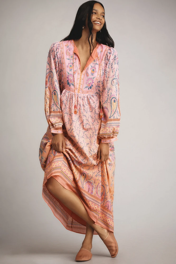 Farm Rio x Anthropologie Long-Sleeve Printed Maxi Dress