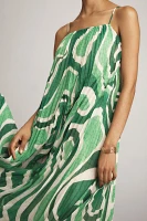 Farm Rio x Anthropologie Square-Neck Pleated A-Line Midi Dress