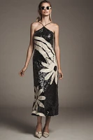 Farm Rio x Anthropologie Halter Sequin Column Midi Dress