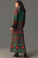 Farm Rio Long-Sleeve Maxi Shirt Dress