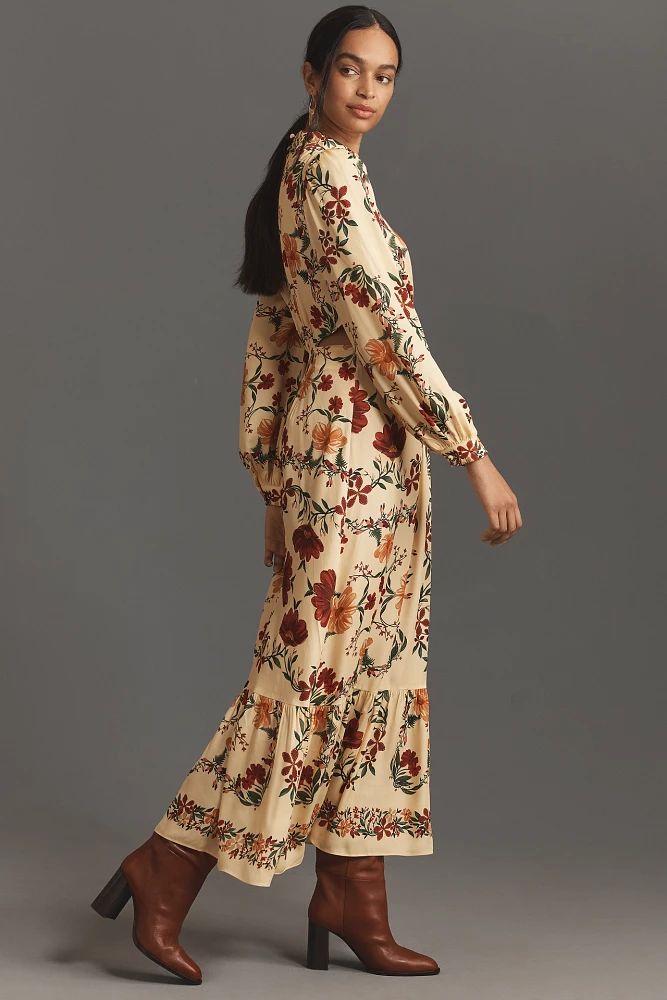 Farm Rio x Anthropologie Long-Sleeve Cutout Maxi Dress