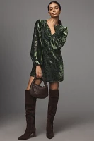 Farm Rio x Anthropologie Long-Sleeve Burnout Velvet Mini Dress