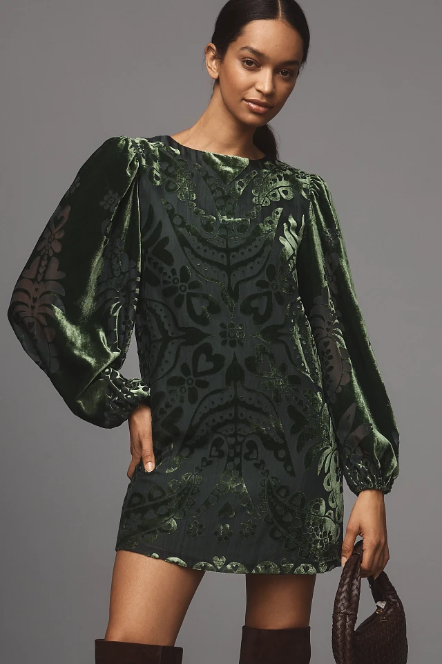 farm rio embroidered velvet mini dress FARM RIO
