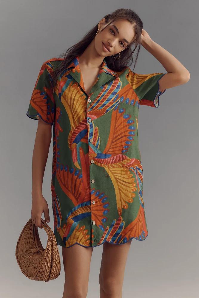 Farm Rio x Anthropologie Scalloped Shirt Dress